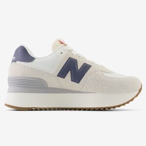 New Balance Women's Cream and Blue Sneakers